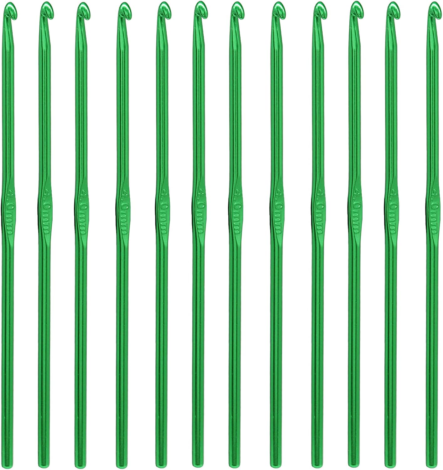 Jiozermi 3.5 mm Crochet Hooks, 12 Pcs, Aluminum Knitting Needles