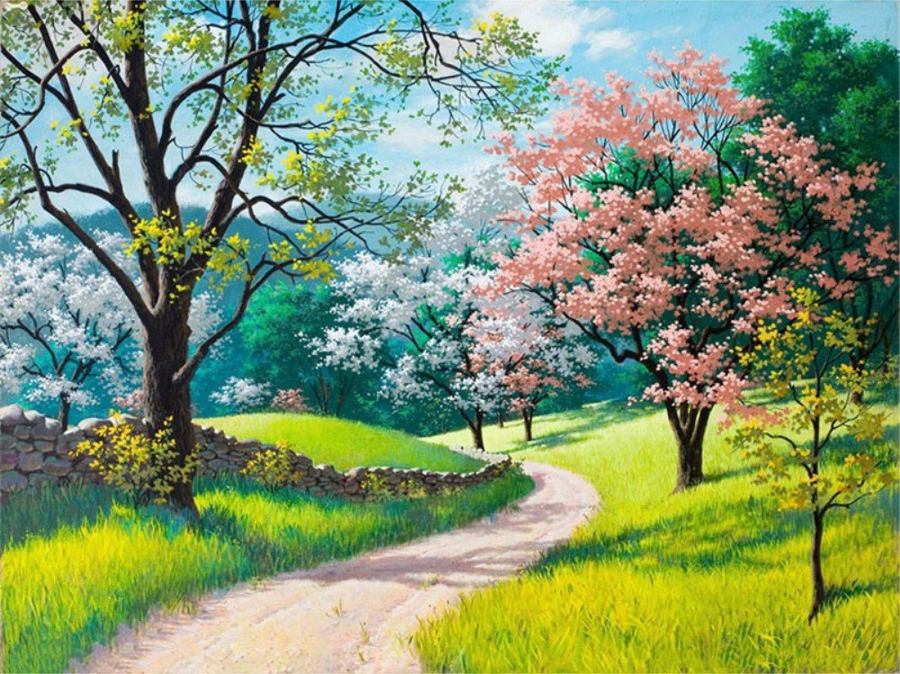 Abeuty Park Diy Paint By Numbers For Adults Beginner - Spring Flower 16X20 Inches Number Painting (No Frame)