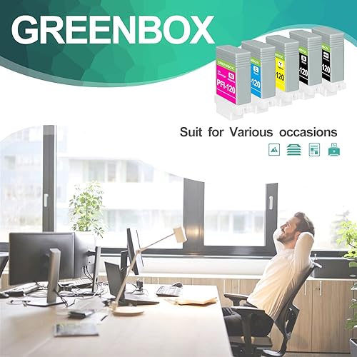 Miniatura 6 de GREENBOX Cartuchos de tinta compatibles de repuesto para impresora Canon PFI120 PFI-120 PFI-120MBK PFI-120BK PFI-120C PFI-120M PFI-120Y IPF TM-200