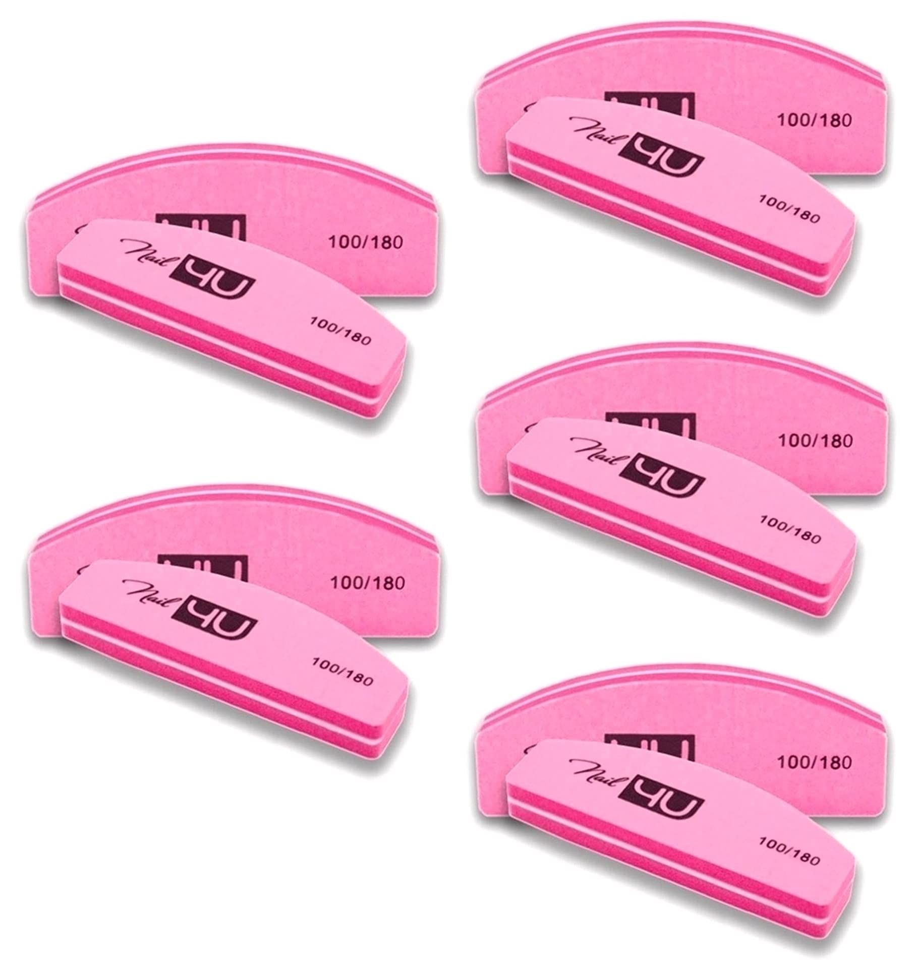 10Pcs Nail Buffers Half Moon Shape Double Sided 100/180 grit Sanding Blocks Sponge Nail Buffer Tools for Natural Nails Artificial Nails Acrylic Gel Tips