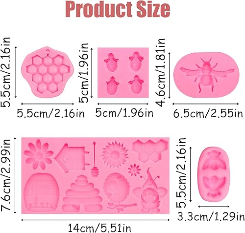 Miniatura 2 de Moldes de silicona para chocolate de abejas de abejas, 5 unidades, girasoles y miel, moldes de resina para decoración de pasteles, dulces, azúcar,