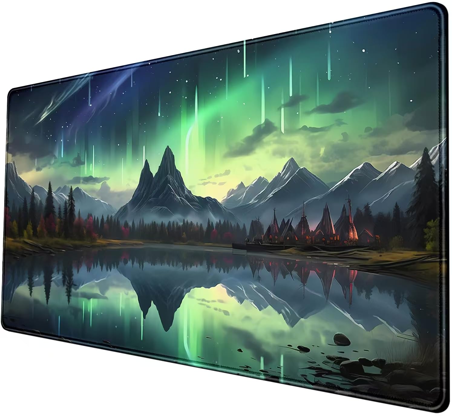 Nasdalgias Northern Lights Western Mountains Desk Mat Large Gaming Mousepad Green Extended Mouse Pad XXL Laptop Computer Mouse Keyboard Mat Desk Matt for Desktop 31.5 x 15.7 Office Desk Decor — image 1