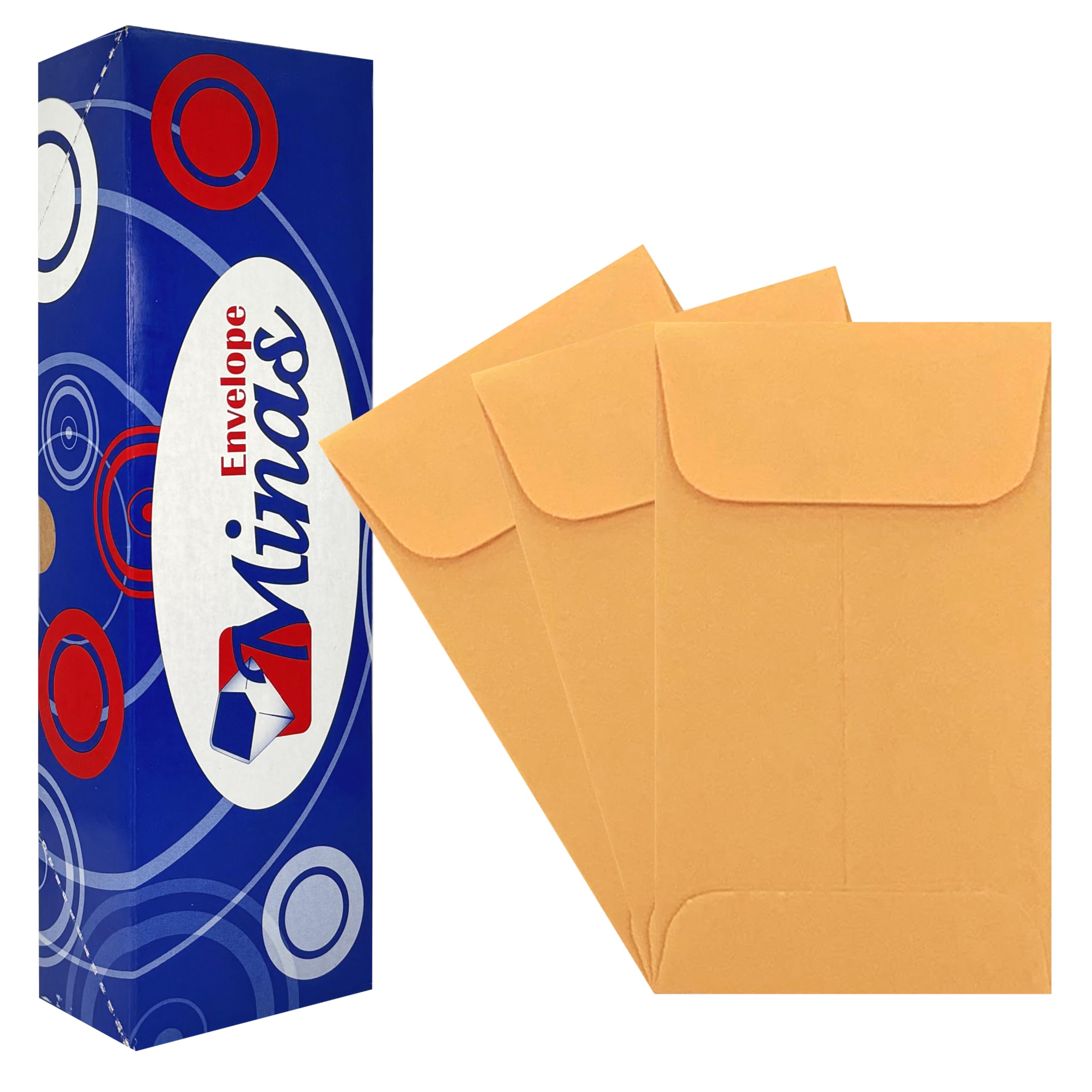 500 Minas Envelope #1 Coin Envelope, 2-1/4" X 3-1/2", Sturdy 24lb. Brown Kraft, Gum Flap, 500/Box