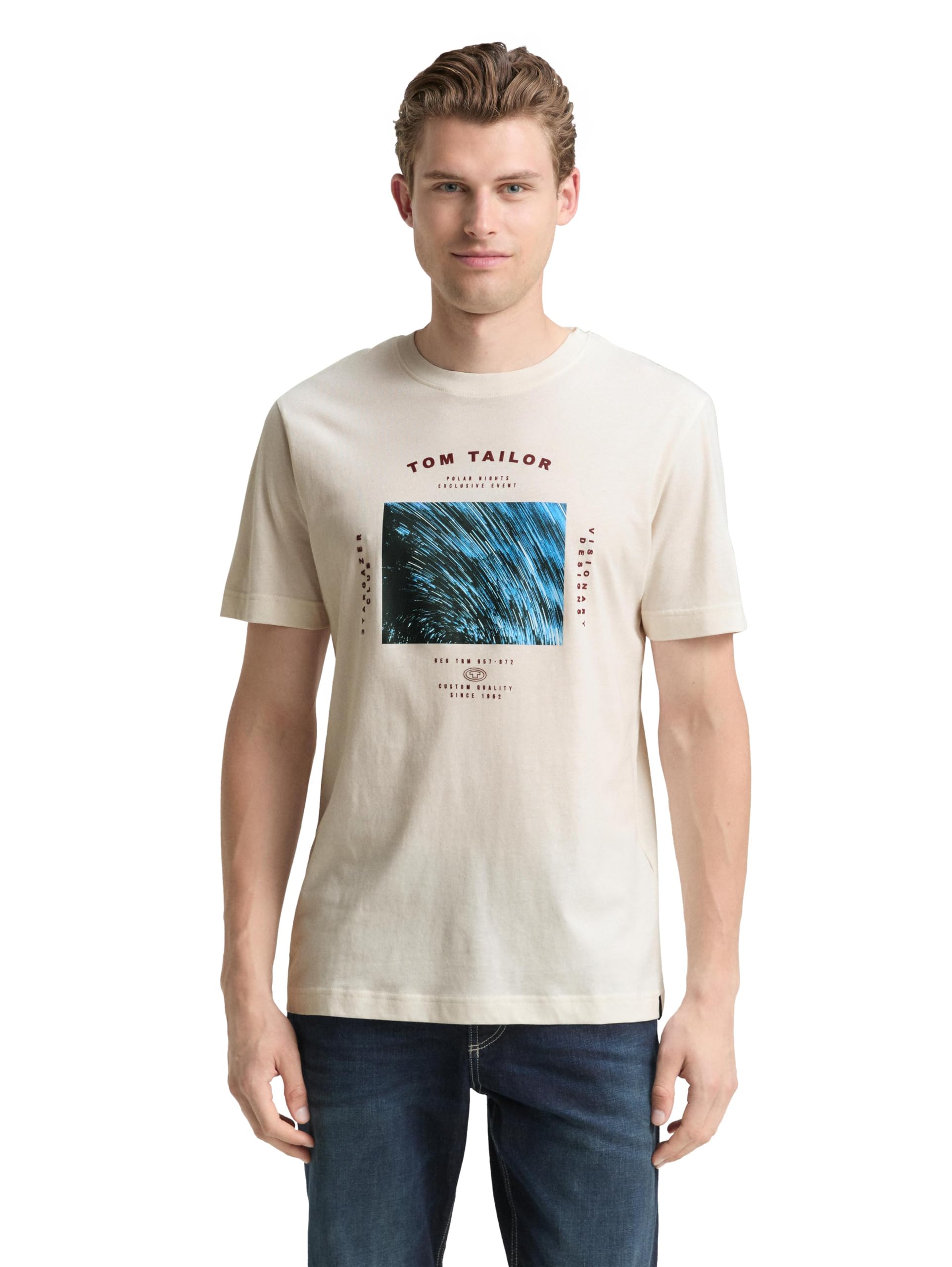 TOM TAILOR Camiseta para Hombre, Gardenia White 10348 - Juego de Mesa, 3XL