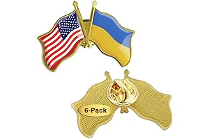 1.5" Set of American and Ukraine Lapel Pins, Pack of 6-100