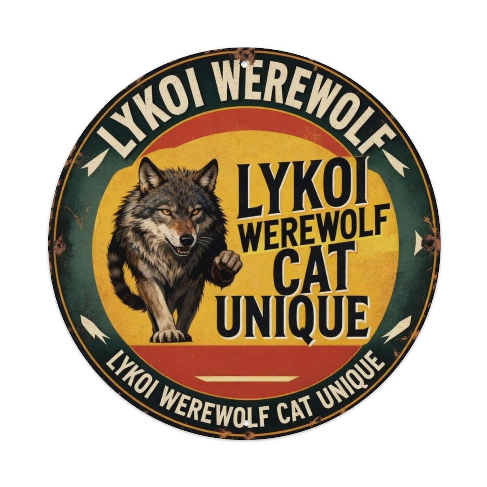Lykoi Werewolf Cat Unique Metal Tin Sign Plaque