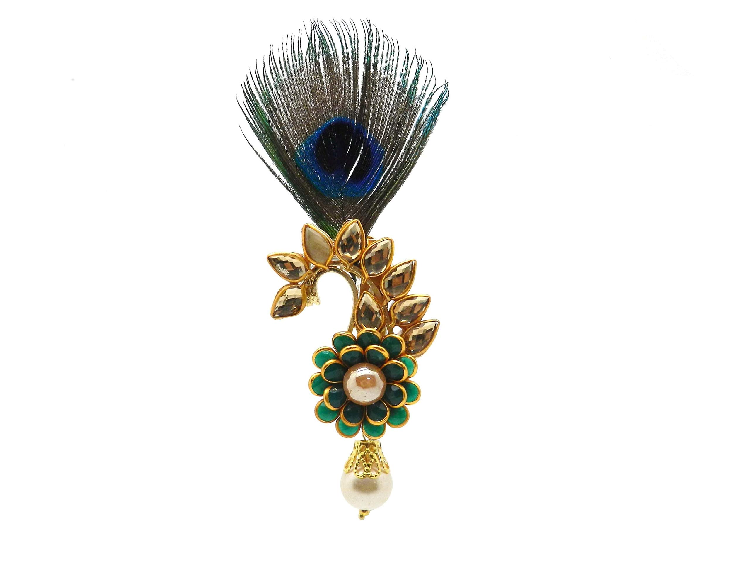 radhesh creation and jewellery Radhesh Creation Jewellery Gold Plated Peacock Feather Brooch for Men-picture-26