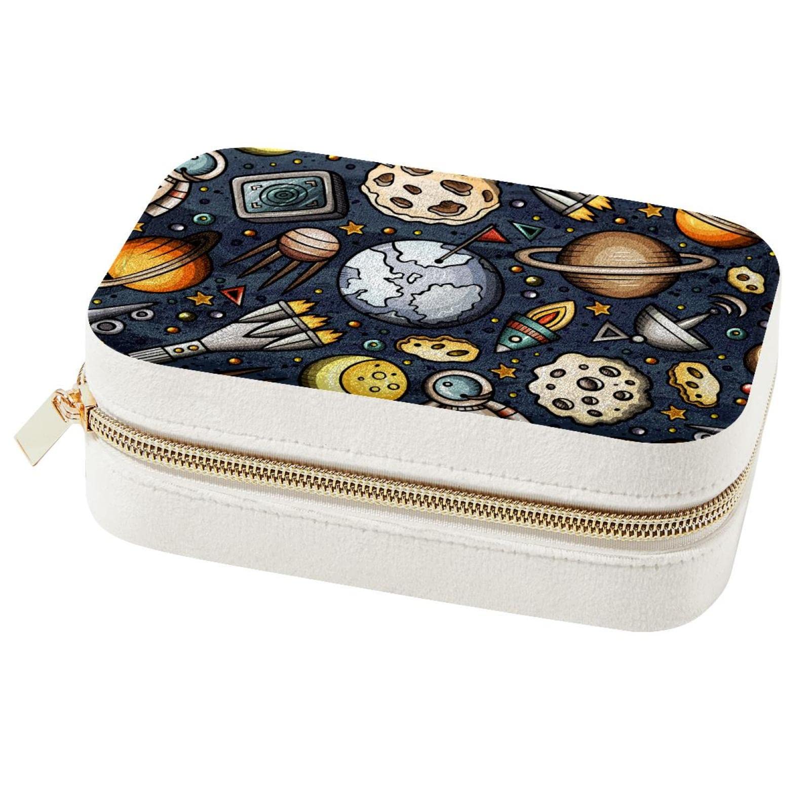 Boîte à bijoux voyage zippée avec motif galaxie spatiale