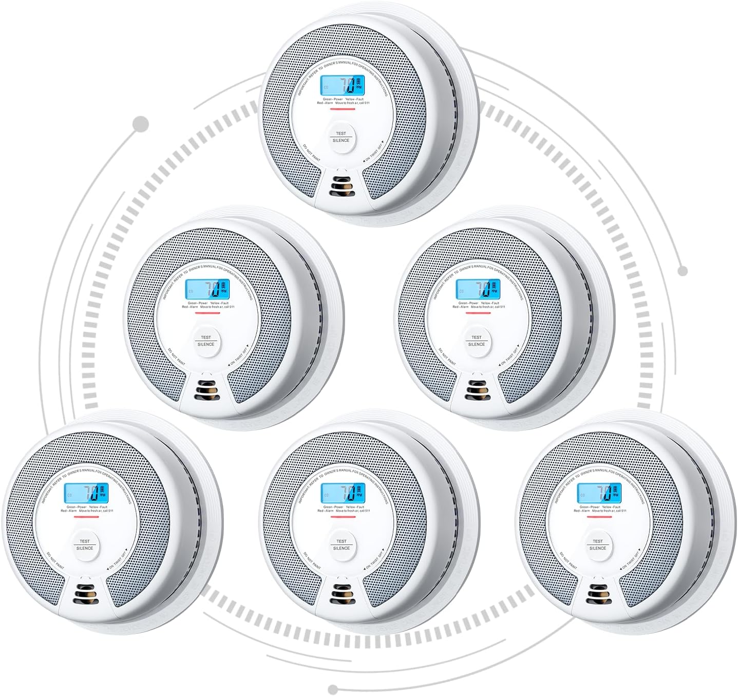X-Sense Interconnected Smoke and CO Detector, SC07-W, 6-Pack | 10-Year Sealed Battery (Not Hardwired), Whole-Home Interconnected, LCD display, UL 217 & UL 2034 Certified