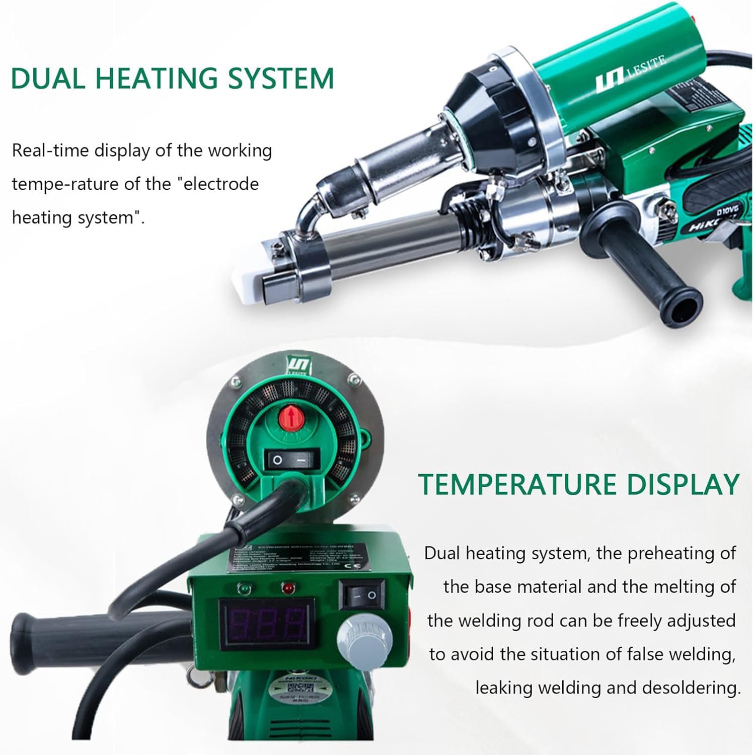 Extrusora de soldadura de plástico portátil de 1600 W, pistola de extrusión de aire caliente, pistola de soldadura de plástico, extrusora de soldadura para soldadura de láminas de PVC, HDPE y PP
