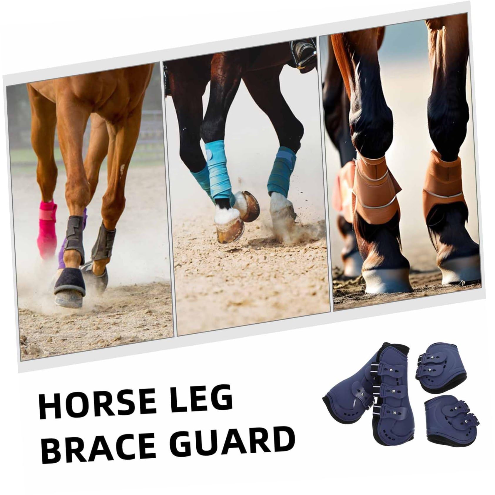 TOYANDONA 4 Stück Pferdegamaschen Teiliges Atmungsaktive PU Schutzstiefel mit Verstellbarem Öffnung für Springreiten und Training Langlebige und Komfortable Beinprotektoren für Verschiedene