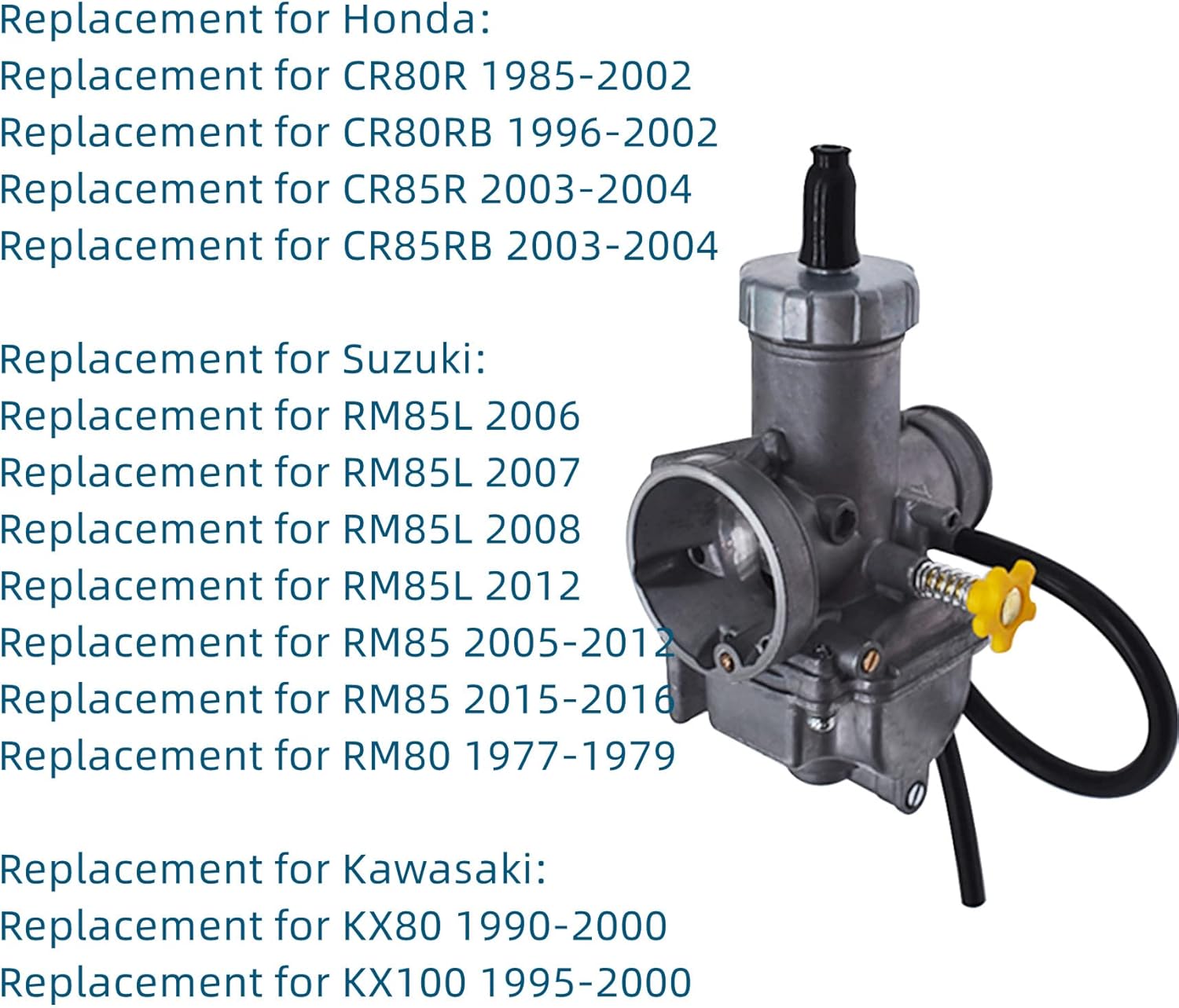 waltyotur 28mm Carburetor Replacement for Honda CR80R CR85RB Kawasaki KX80 KX100 Dirt Bike