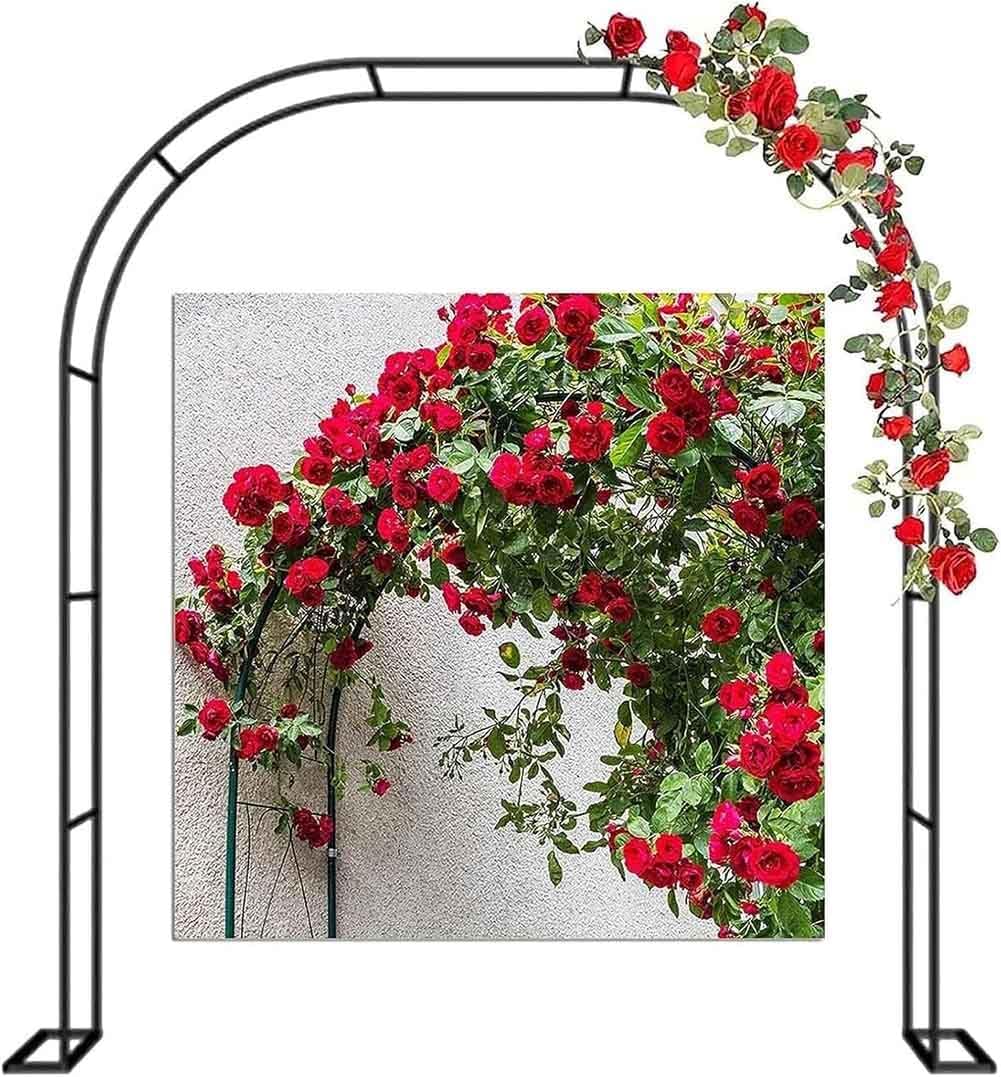 Large Garden Arch, Extra Wide 300/350Cm Garden Arbor Archway, Rose Arch for Roses Climbing Plants Support Wedding Arch Extra Tall Pergola Trellis Grape Vines Archway,Black,W1.8M*H2.2M