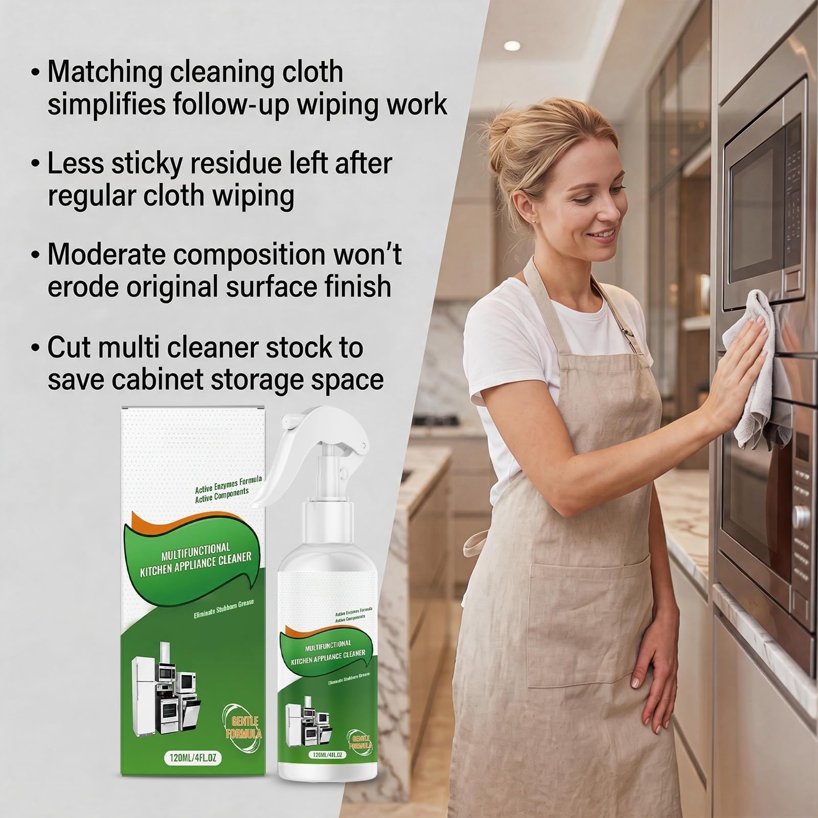 Spray limpiador multifuncional para utensilios de cocina, potente eliminación de manchas de grasa para cocinas de gas y hornos, removedor de aceite altamente eficaz, sin vapores agresivos, versátil (6