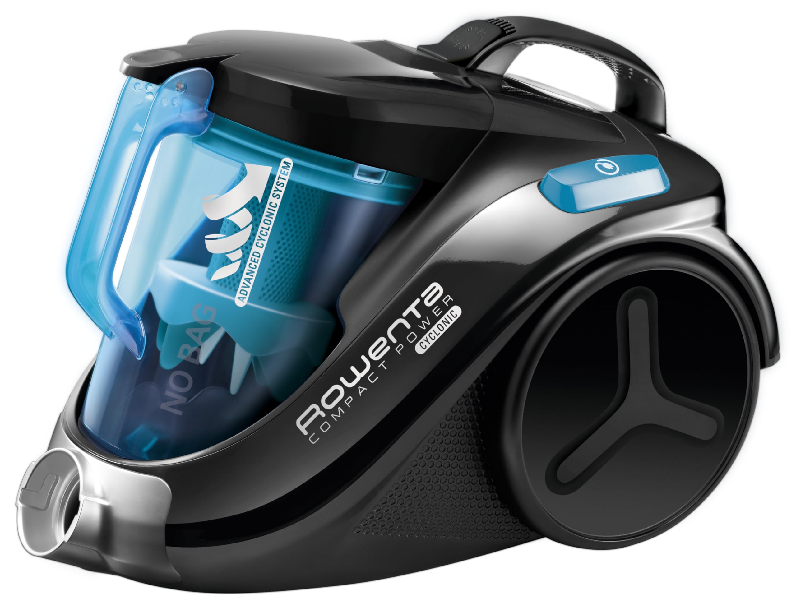 Rowenta RO3731EA Compact Power Cyclonic Odkurzacz Bezworkowy, Tworzywo Sztuczne, 750 W, 1,5 l, Czarny/Niebieski