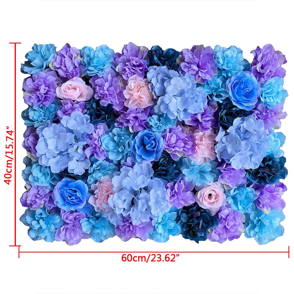 Parete di fiori artificiali per giardino, matrimonio, decorazione viola, 60 x 40 cm