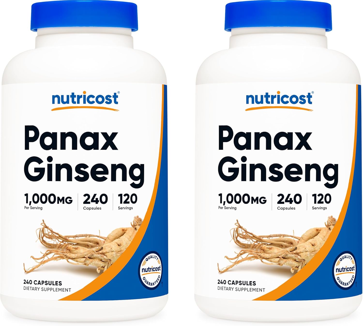 Nutricost Panax Ginseng 1000mg, 240 Capsules, 3 Bottles - Non GMO, Gluten Free, 120 Servings