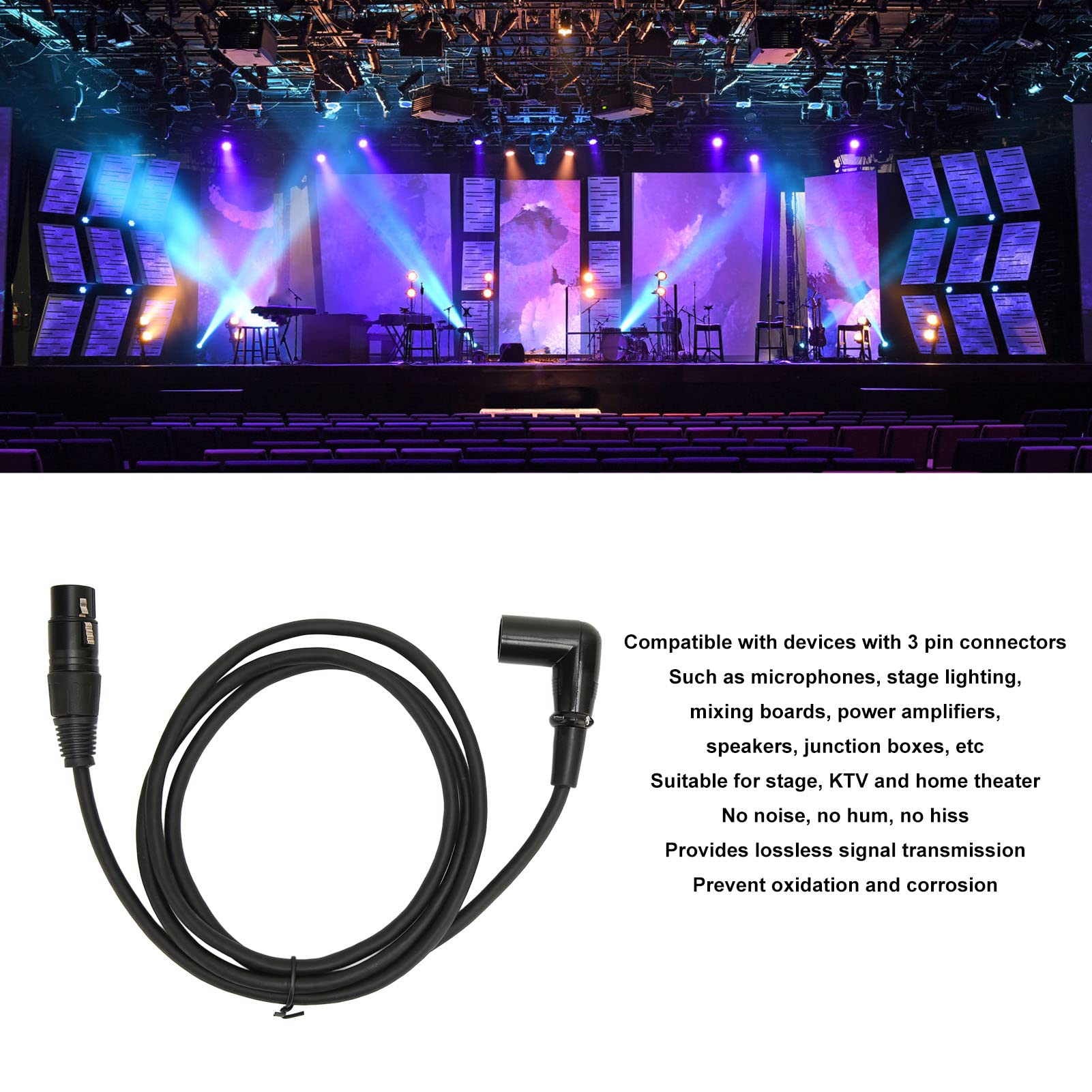 Right Angle XLR Male To Female 3 Pin XLR Cable 4.9ft Flexible Stage High Fidelity Lossless Sound For Speakers - Image 3