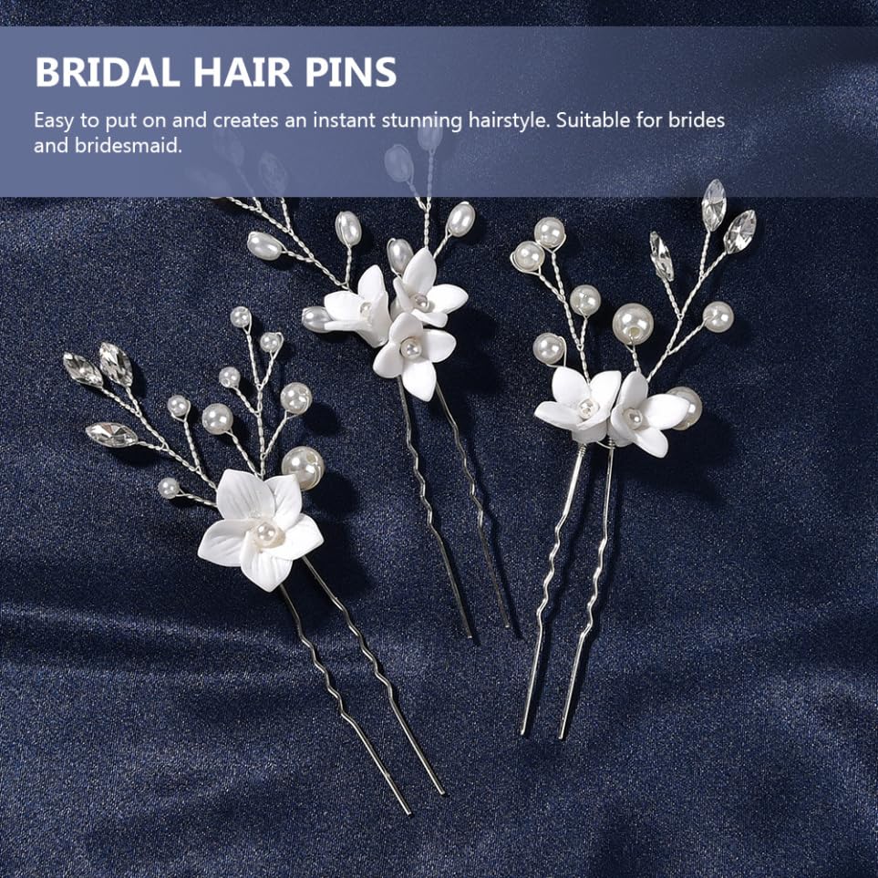 Baluue 12stücke Teiliges U-förmiges Haarschmuck-set Mit Weißen Blumen Für Hochzeiten Brautfrisuren Und Brautjungfern Haarnadeln Kunstperlen Für Besondere Anlässe