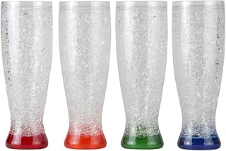 LilysHome Bicchieri refrigeranti da birra a doppia parete, con gel da freezer, confezione da 4 pezzi