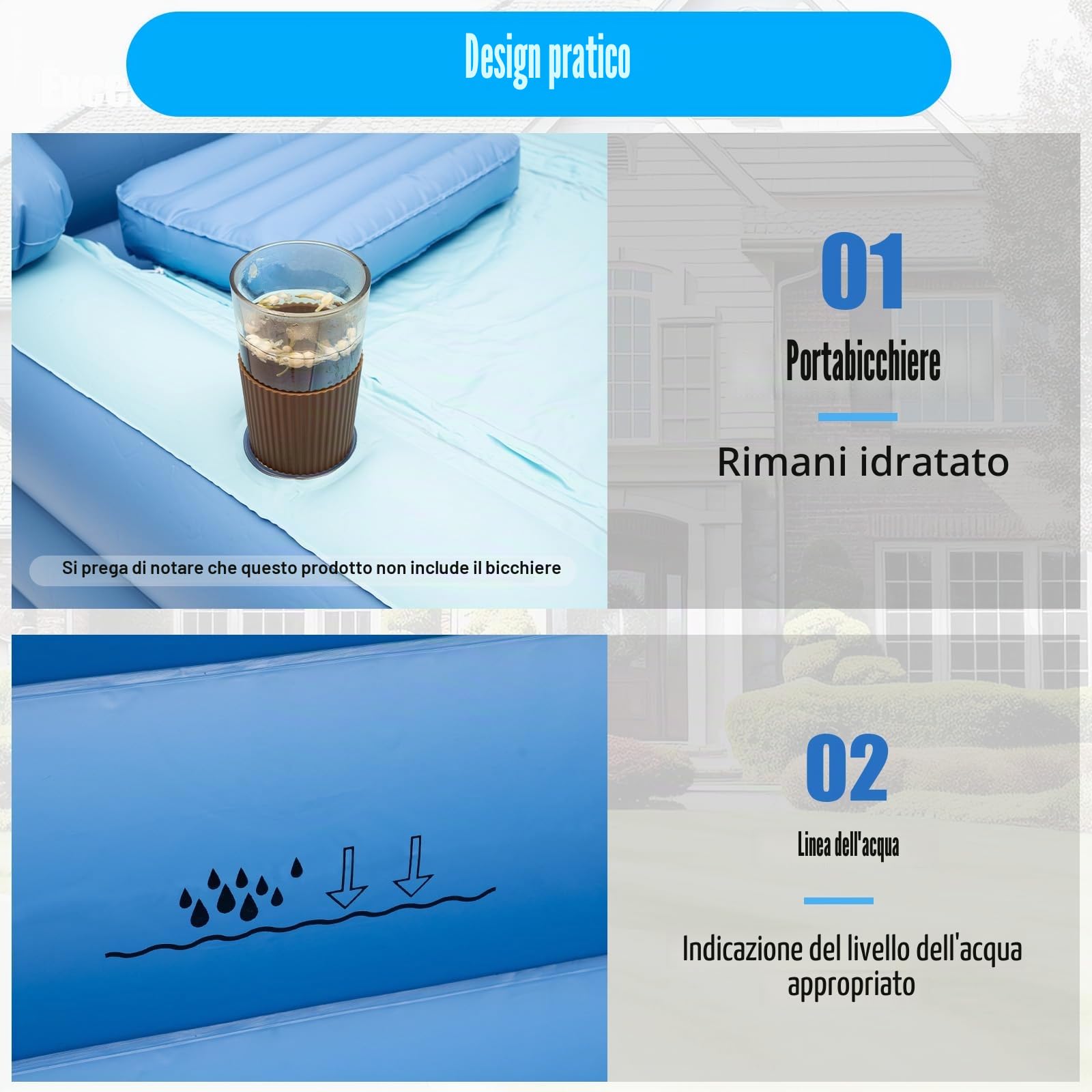 Vasca da bagno pieghevole TanjcXliu blu rettangolare moderna per doccia con idromassaggio gonfiabile per adulti