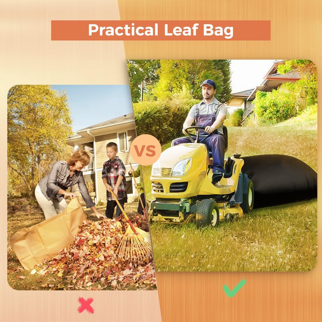 Bolsa de recogida de hojas de tractor de césped Oxford 420D de gran tamaño, 54 pies cúbicos, almacenamiento de limpieza de patio, atrapador de césped resistente