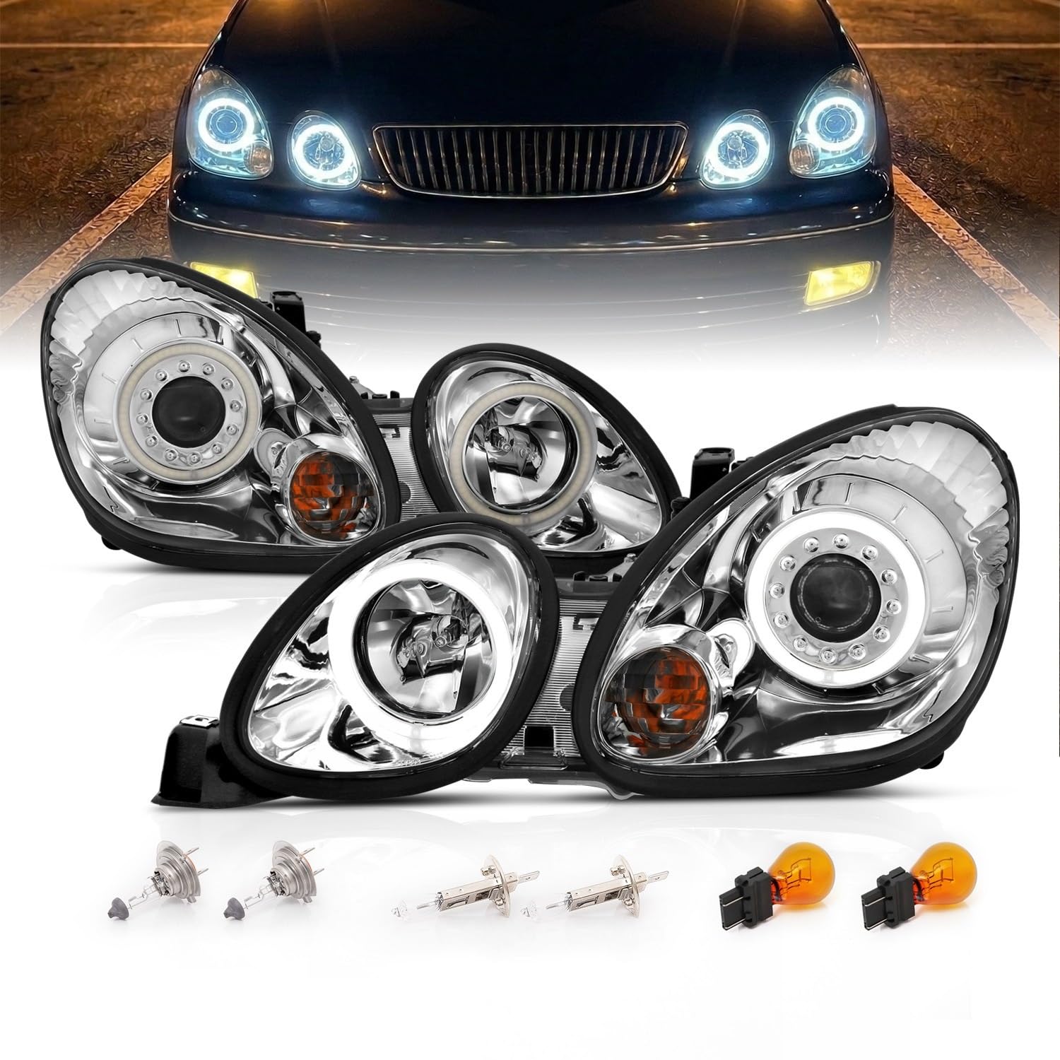 Amazon.com: AmeriLite Chrome Projector Headlights Ultra Bright LED 