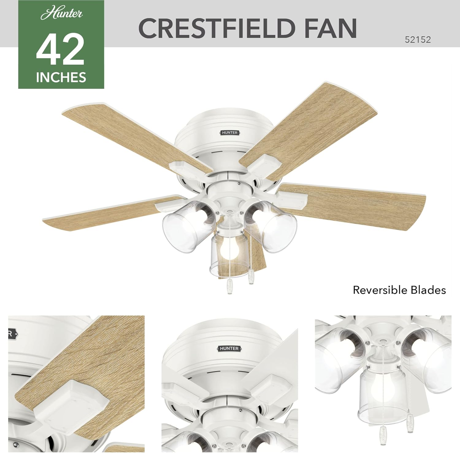 Hunter Crestfield 42-inch Fan with reversible blades