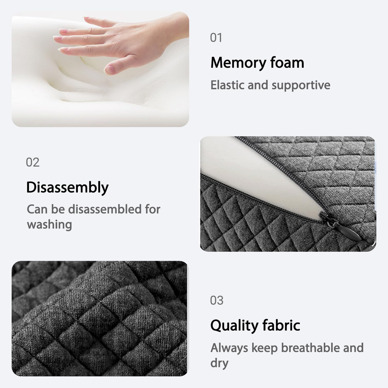 Natural Latex Wedge Pillow, Ergonomic Multi-Position Support for Back Pain Relief, Pregnancy Comfort, Acid Reflux & Side-Lying Relaxation, Removable Cotton Cover-Gray