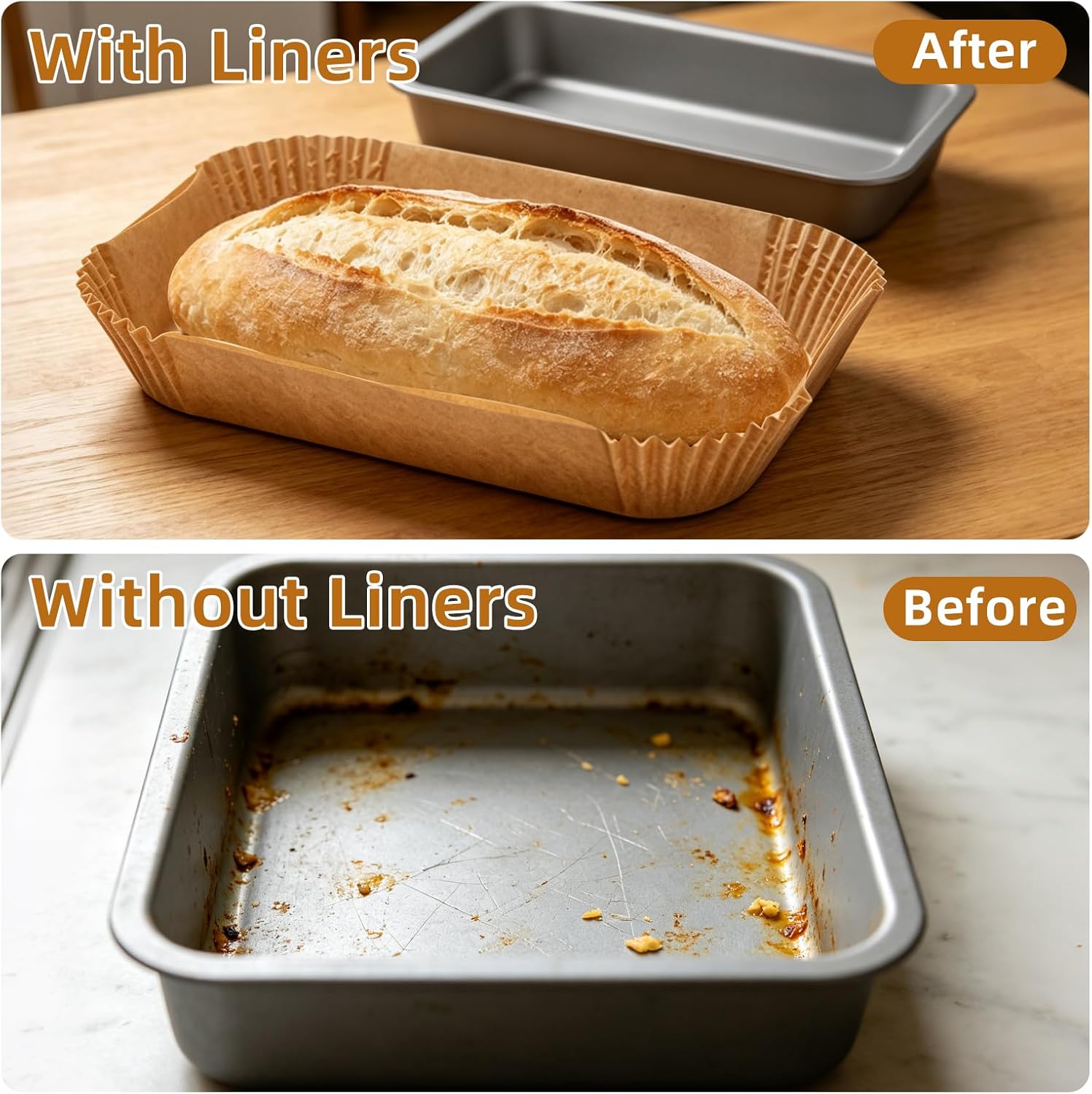 Loaf Pan Liners for Baking Bread 9x5, 150pcs Disposable Non-Stick Pre Formed Parchment Paper, Food Grade Heat Resistant Baking Liners for Toast, Cakes, Banana Bread, Sourdough