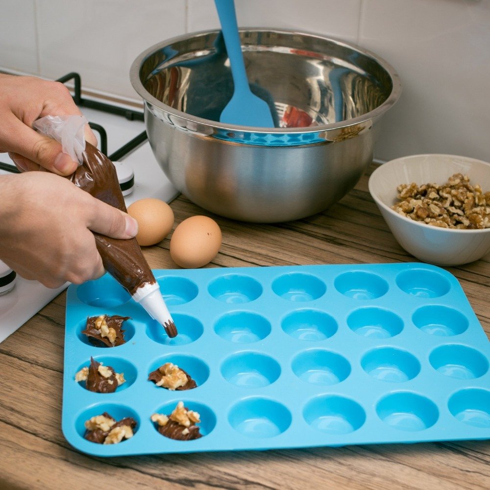 RHBLME Mini-Muffin-Backform – 3 Stück, 24 Tassen Pro Form, Antihaftbeschichtet, Mit Metallrahmen