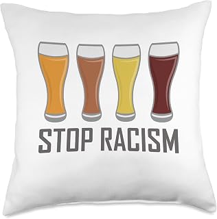 Stop Racism Beer Glass Equality Message Throw Pillow