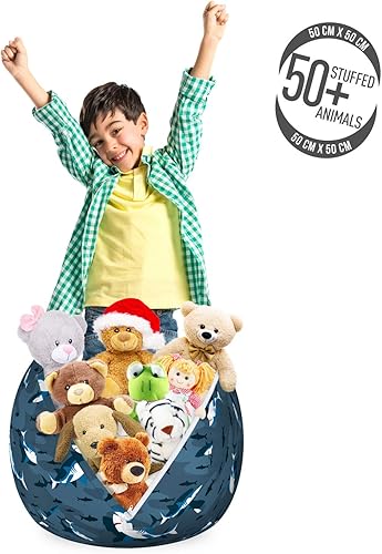 Miniatura 3 de Ambesonne Bolsa de juguetes de almacenamiento náutico, Frock of Frolicking Sharks and Fish Herds Buceo Vida Silvestre Exótica Océano de Mar