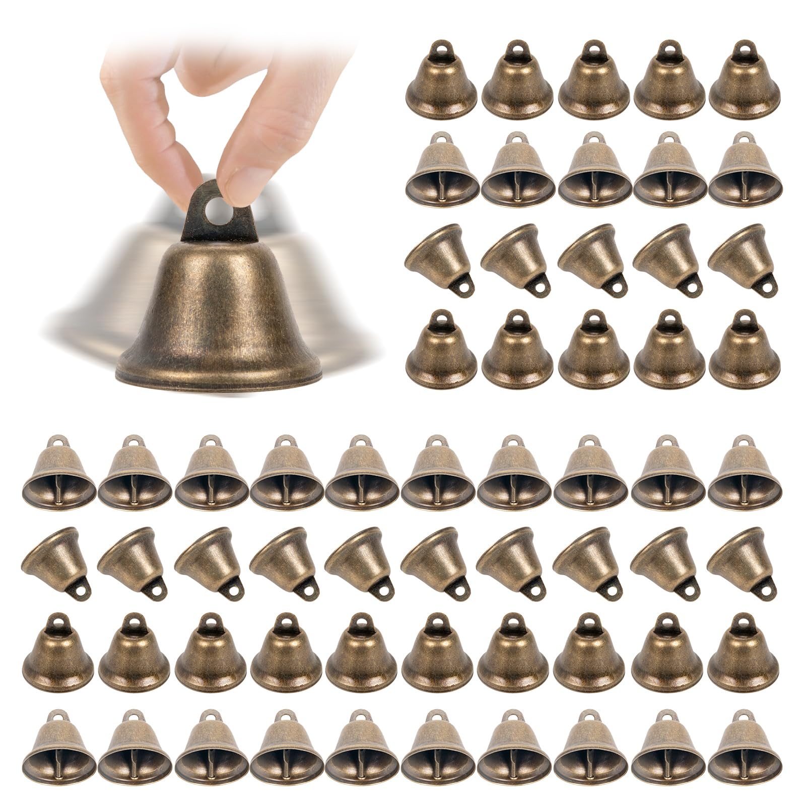 60PCS vintage bronze bells,bells for crafts small jingle bell