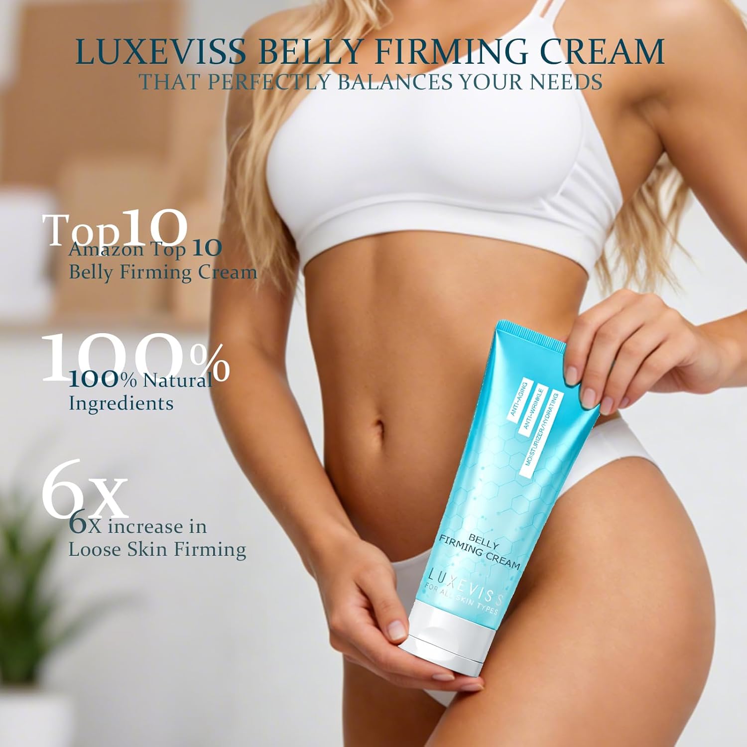 B Flat Belly Firming Cream for Loose Skin – Skin-Friendly Abdominal Tightening & Smoothing Cream, Non-Greasy Daily Moisturizer – 100g