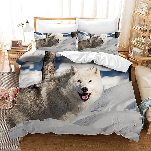 掛け布団カバー ホッキョクオオカミ白 寝具カバー掛布団カバージッパー付き肌に優しいシワになりにくい 1布団カバー210x210 Cm 2つ枕カバー 43x63cm 寝具カバーセット サイズ セミダブル Www Todapharma Com