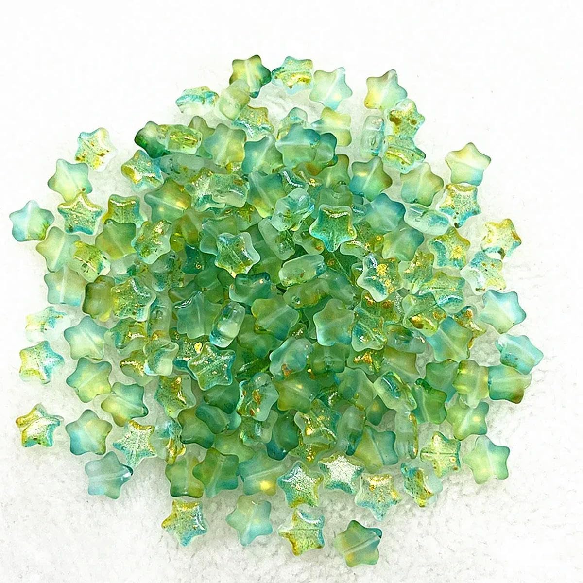 HUIOYG 30pcs 8mm Star Glass Beads Loose Spacer Bead for Jewelry Making Bracelets