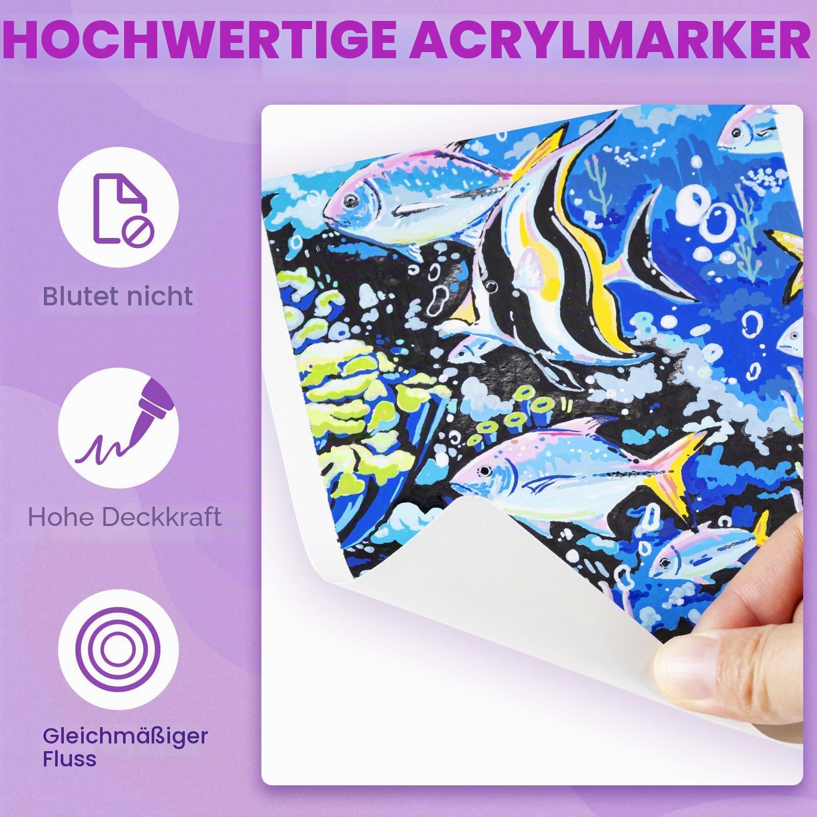 LET'S RESIN 36 Farben Marker Acrylstifte, wasserfes mit Doppelspitze (feine Spitze und Pinsel), für Steine Holz Glas Papier Leinwand Geschenkekarte DIY Fotoalben Kunststoff Stoff Becher