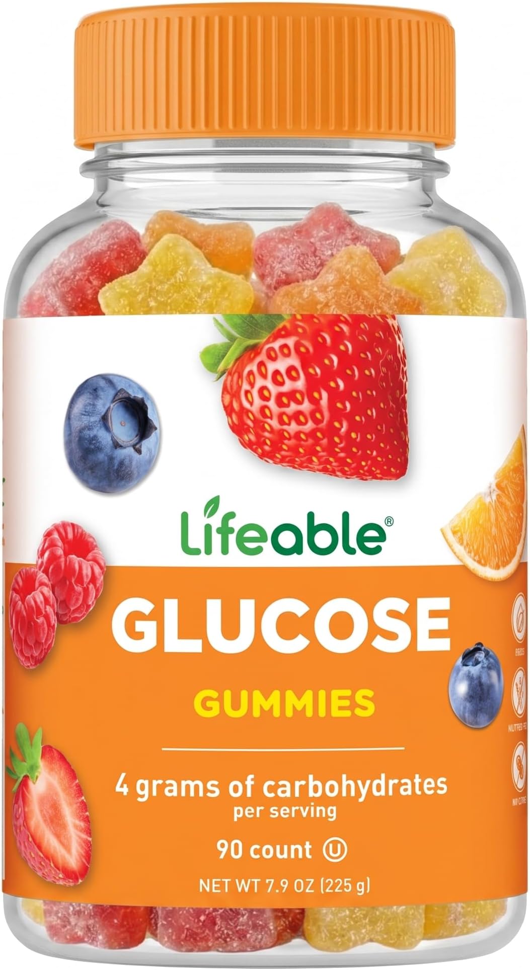 Lifeable Glucose Gummies - Fast Acting, 4g Carbs per Serving, 90 Count