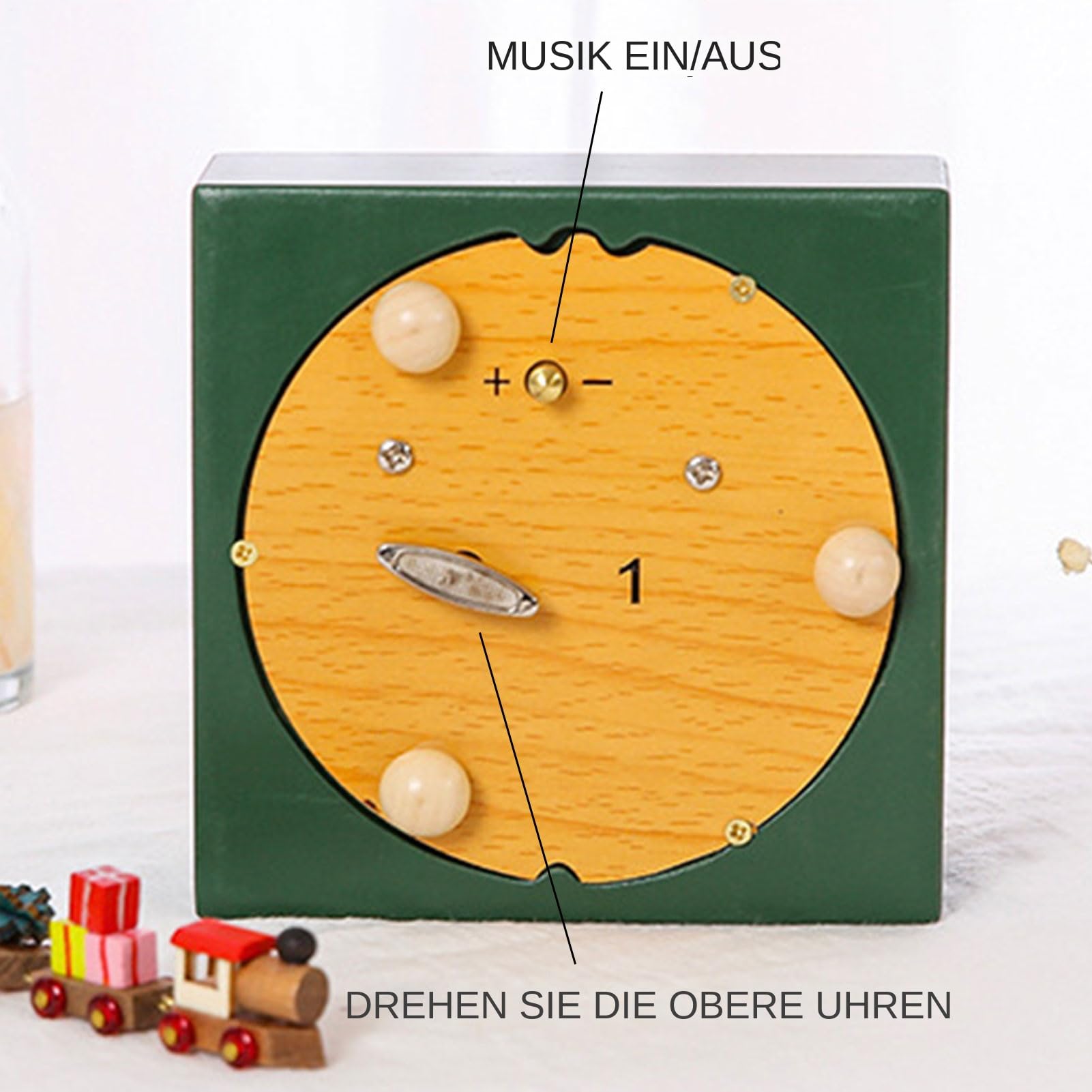 de música de Navidad, musical de madera, de música, tren magnético | decoración navideña, artesanía de escritorio, de música con tren móvil, ligera, para interiores, coleccionable