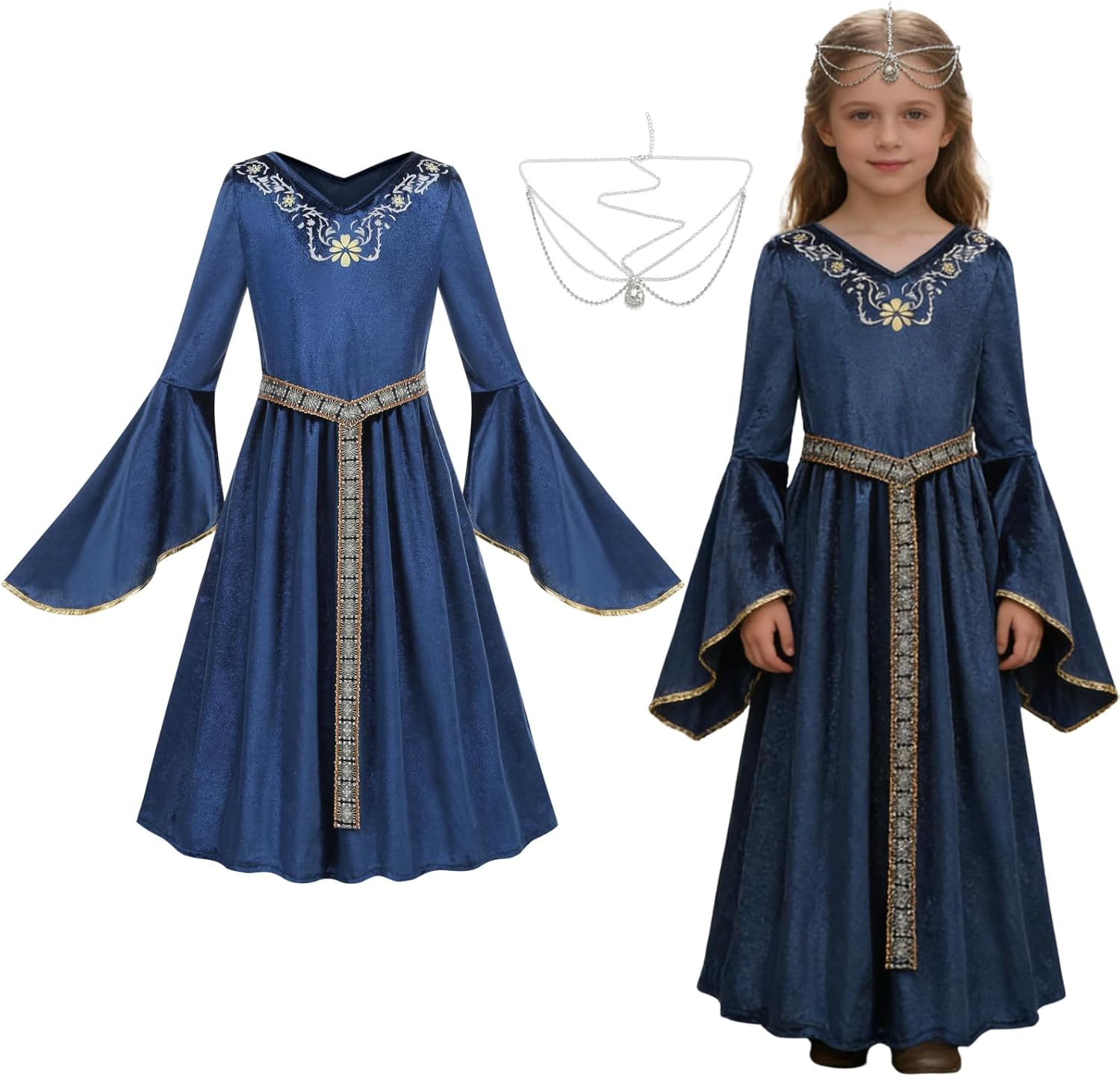 Colorful House Girls Renaissance Dress Medieval Dress Royalty Princess Child Dress Up Fancy Costume for Halloween