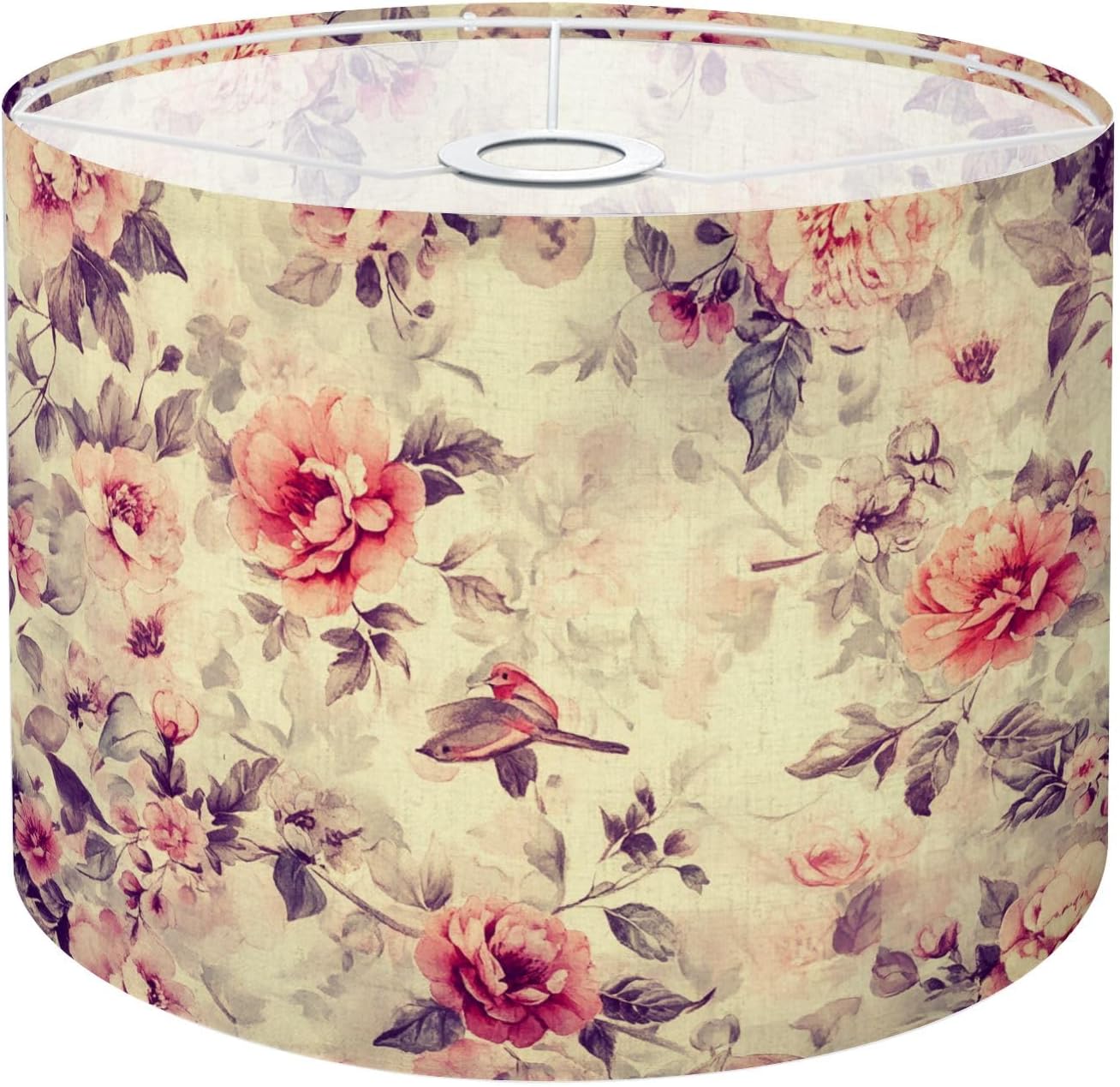 Lamp Shades Printing Plants Blue Flowers Yellow Green Leaves Floral Arrangement Linen Made Drum Lamp Shades 1 Pack Lampshade for Floor Lamp Table Lamp Home Decor Bedroom Dining Room
