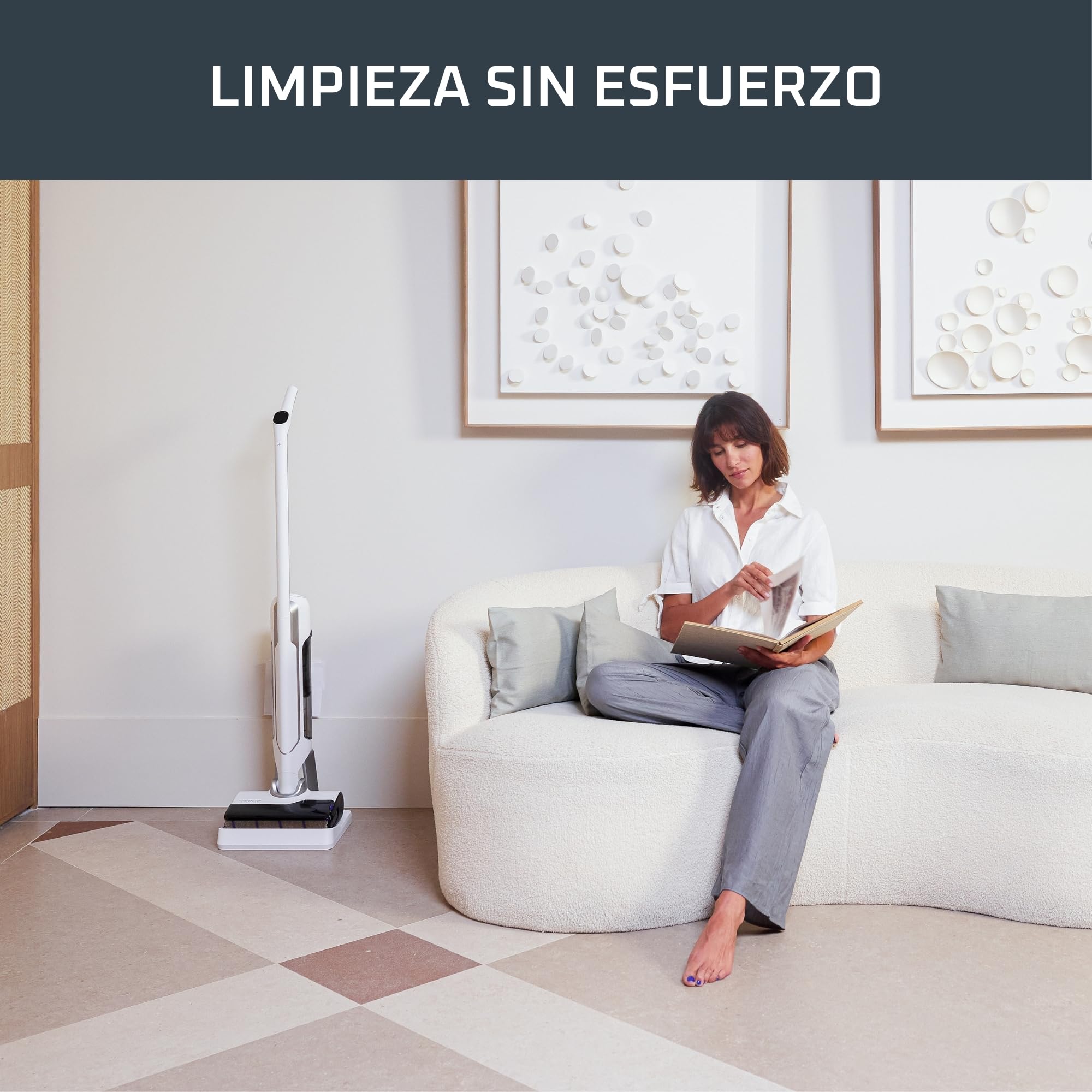 Rowenta X-Clean 10, Aspiradora Fregona Eléctrica Sin Cable, Tecnología Wet & Dry y Dual Edge, Autolimpieza y Secado Automático, Gran autonomía y pantalla LED, Ligera, Flexible, GZ7540WO