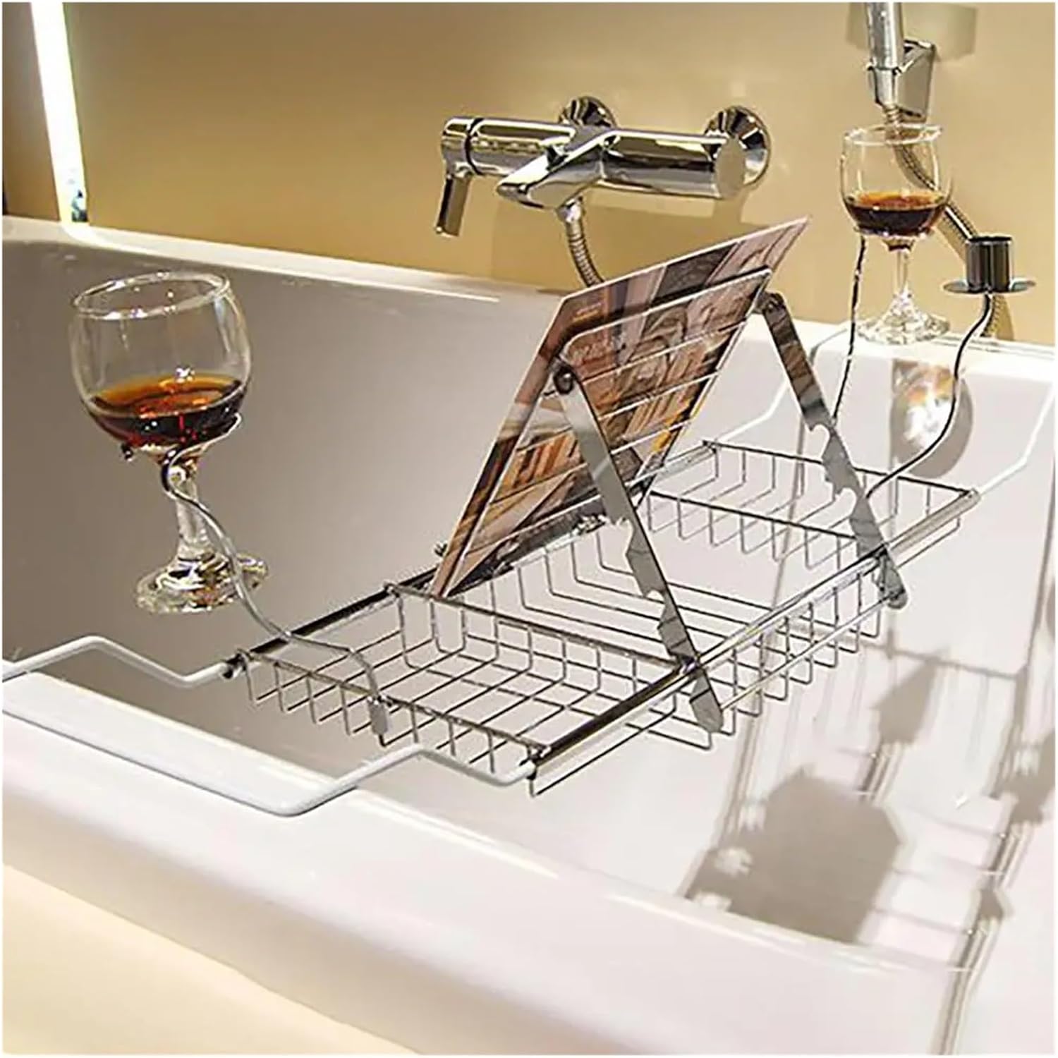 Compatible For Bath Basin Rack Simplicity Easy Clean Bathtub Caddy Impact-resistant Tray Bathroom Accessories(Golden)