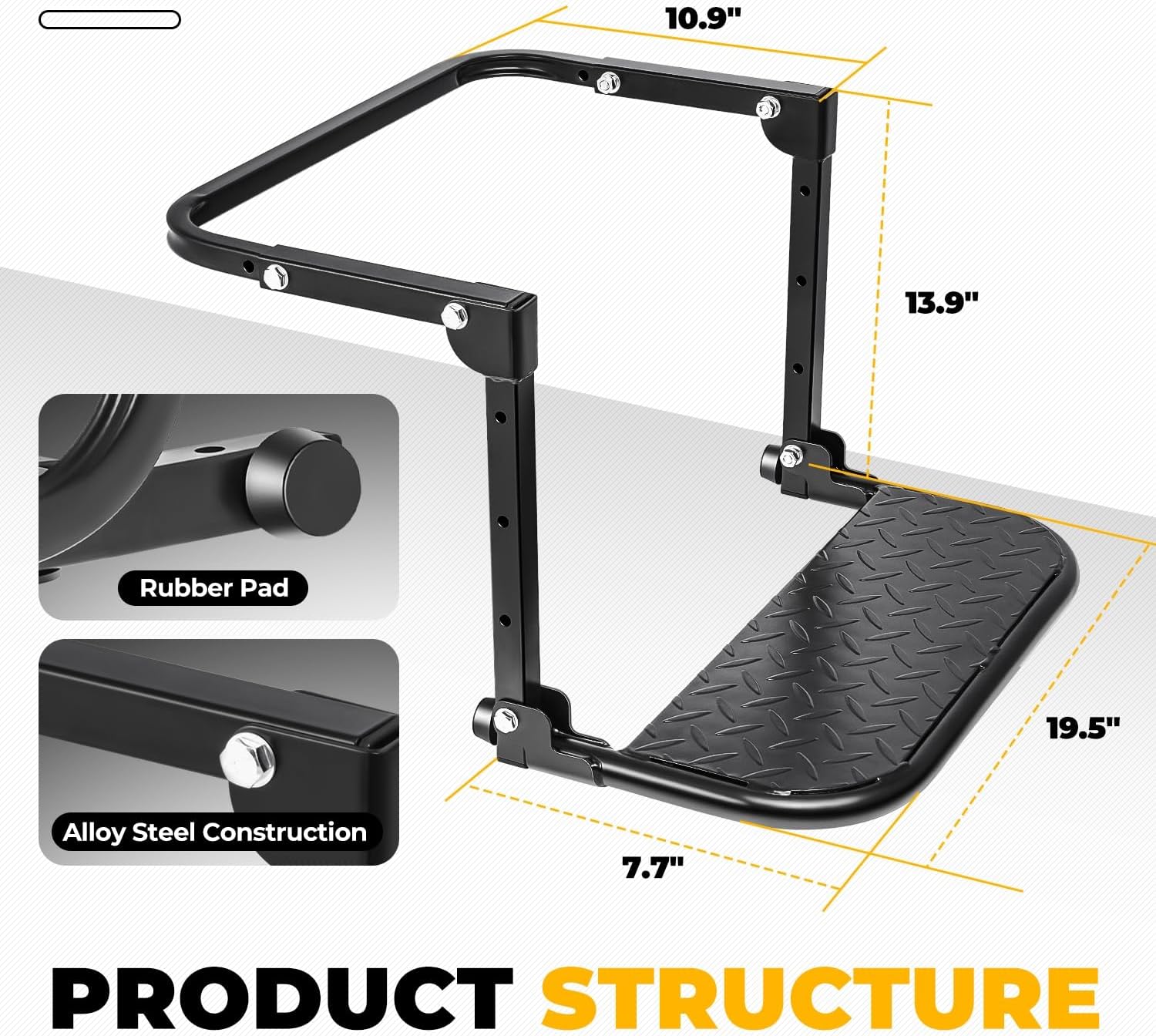 Auto Dynasty Folding Tire Step for Pickup Truck, SUV and RV, Adjustable Portable Mounted Wheel Step Fit Most Tire from 9" to 13", Rated up to 330 Lbs, Non-Slip Texture Surface
