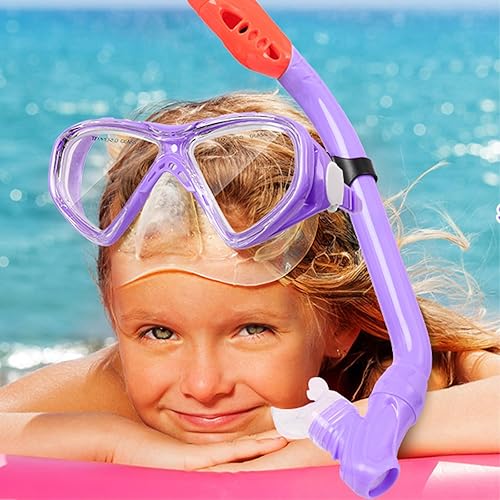 Miniatura 9 de Kids Snorkel Set Dry Top Snorkeling Gear for Kids Youth Boys Girls Junior Age 5-15,Tempered Glass Swimming Diving Mask and Snorkel Set 180 Degree