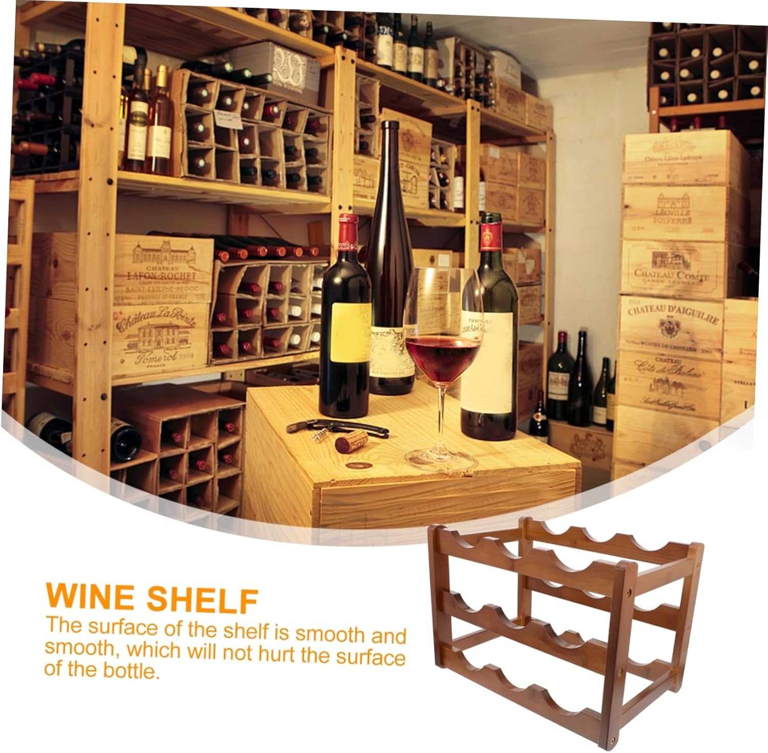Solid Wood Wine Rack Stand Tabletop Wine Holder Bottle Display Shelf Ornament