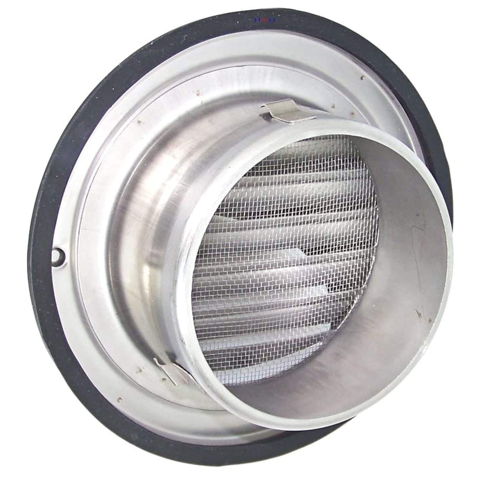 Kaminverkleidungskappe, an der Wand montierte Bull-Nose-Lüftungskappe Dicker Edelstahl-Rundgrill Außenfilterabdeckung Auspuffentlüftungsloch Windkappenlamellen, 60 mm