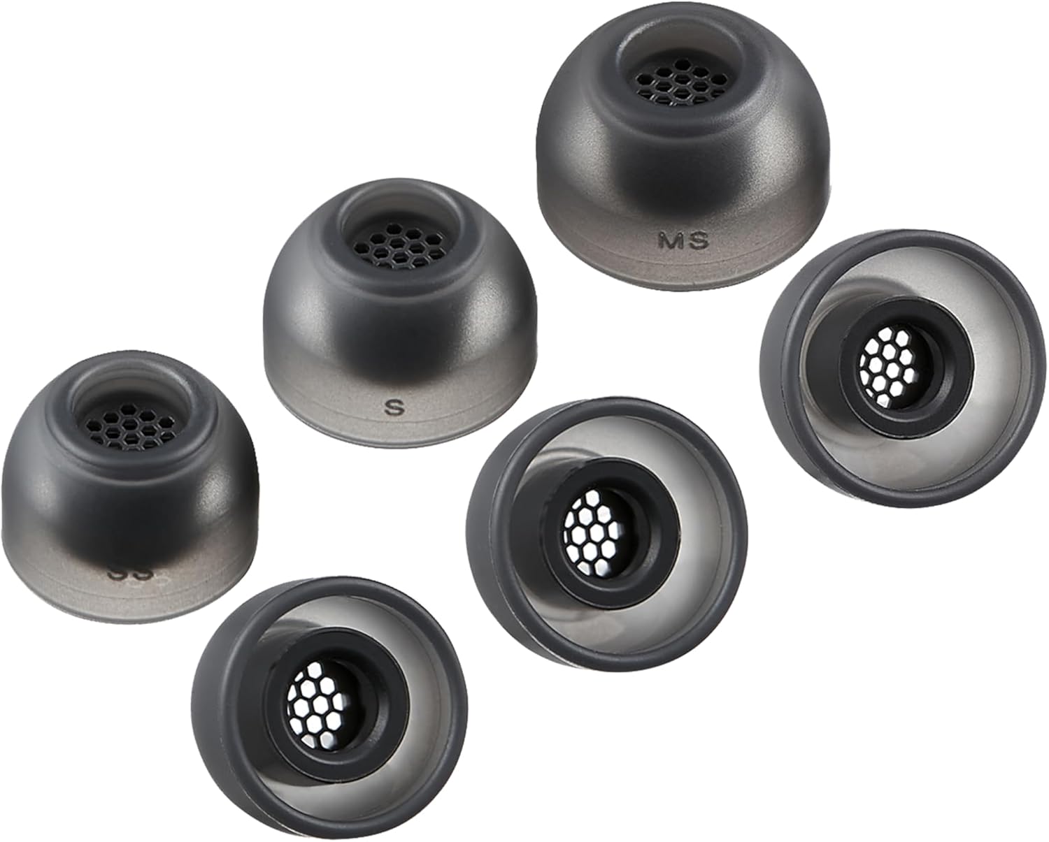 AZLA SednaEarfit MAX TWS 6 Earbud Tips for Wireless Headphones, Dark Gray (SS/S/MS)