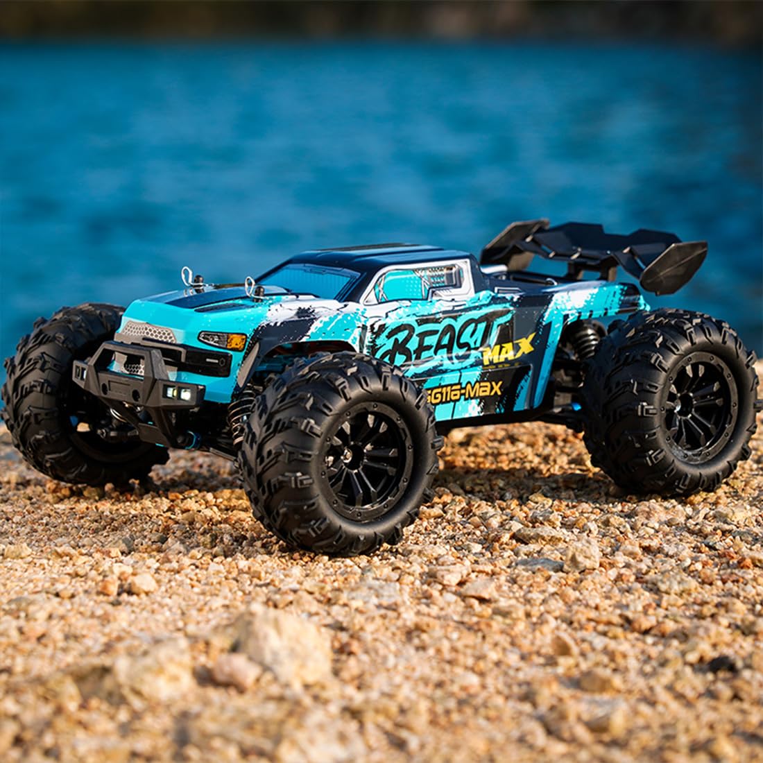Samochód terenowy RC w skali 1/18, SG116MAX, szybki amfibia, 4WD RC, ciężarówka terenowa ze światłami LED, zdalnie sterowana ciężarówka dla dorosłych (wersja bezszczotkowa)